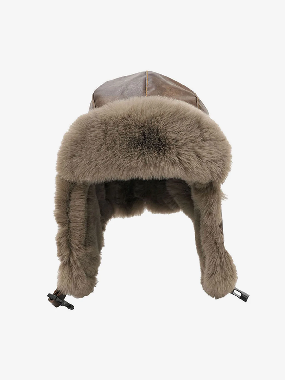 Vintage Distressed Leather Plush Trapper Hat - Image 7