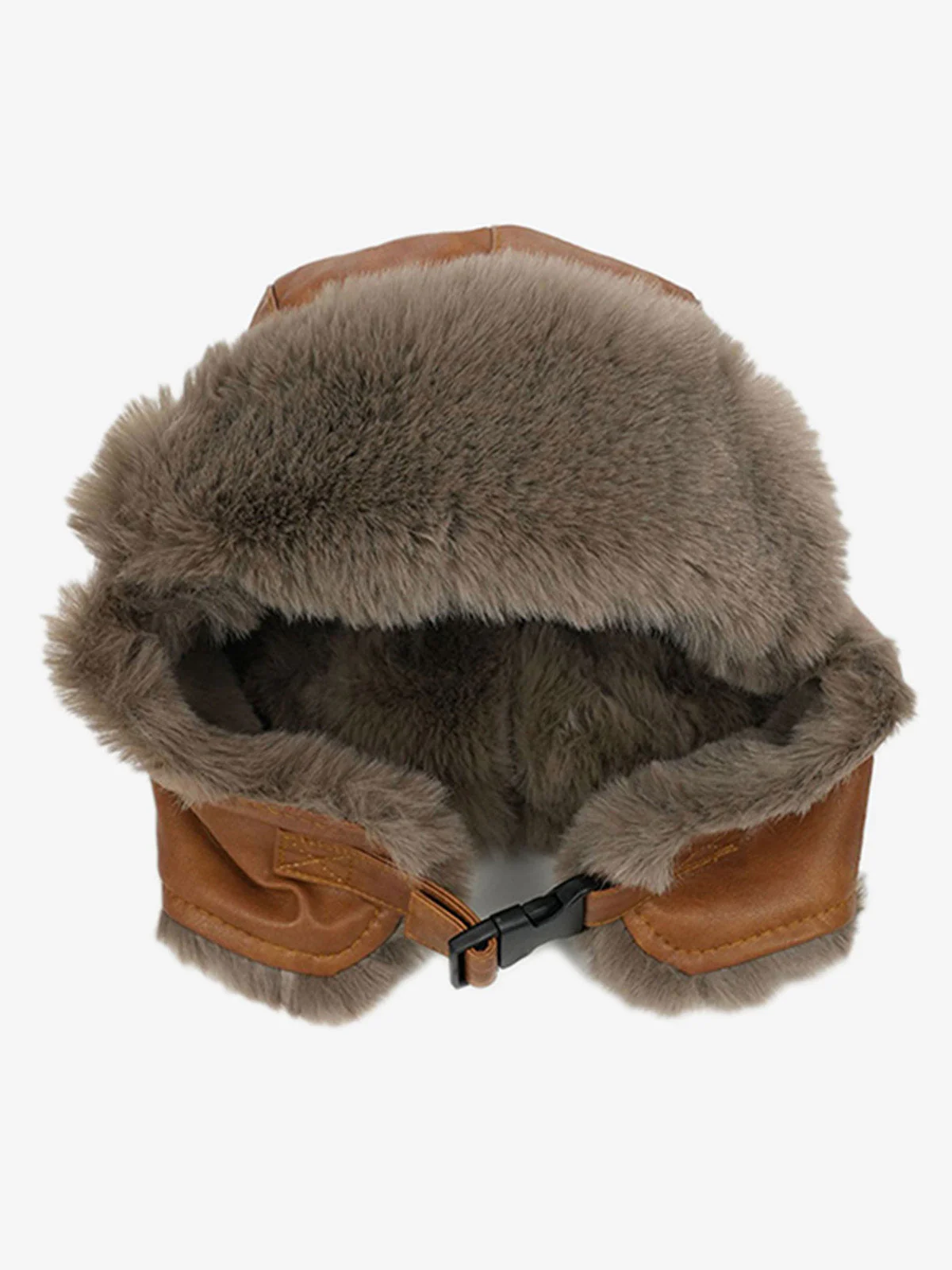 Vintage Distressed Leather Plush Trapper Hat - Image 9