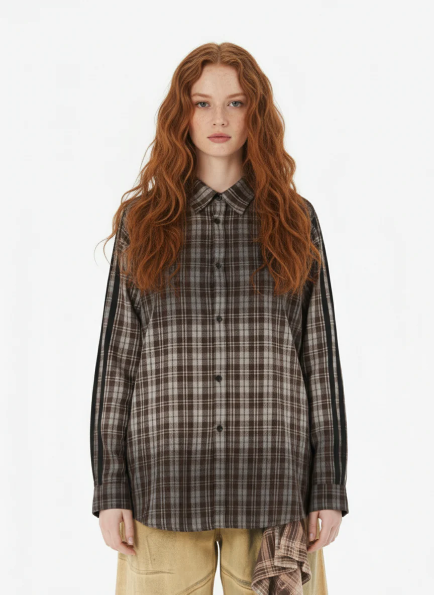 Vintage Distressed Patchwork Star Plaid Shirt