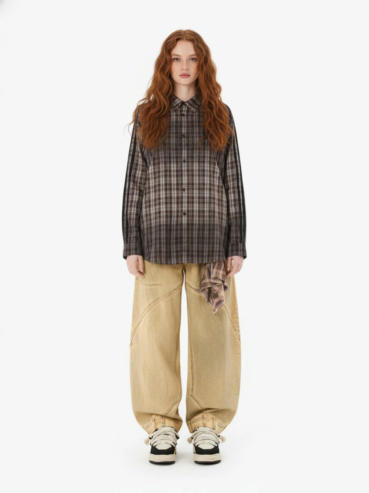 Vintage Distressed Patchwork Star Plaid Shirt - Image 3