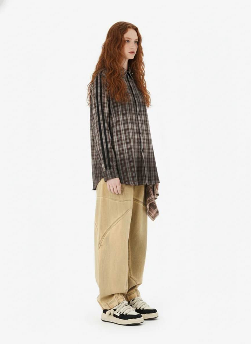 Vintage Distressed Patchwork Star Plaid Shirt - Image 5