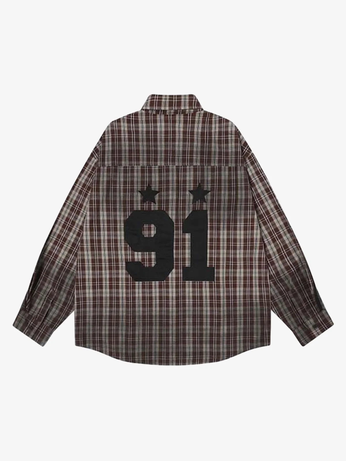 Vintage Distressed Patchwork Star Plaid Shirt - Image 7