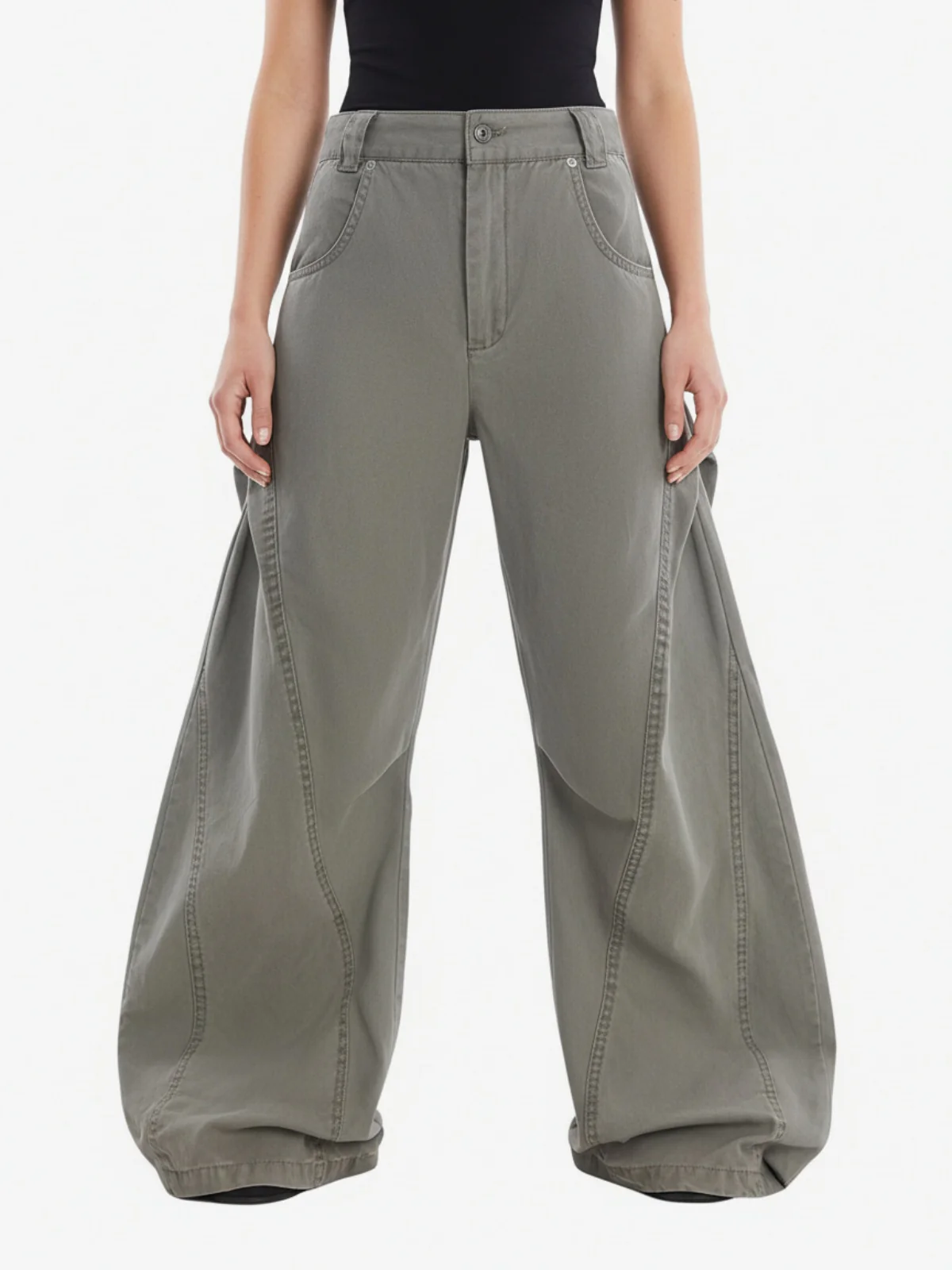 Vintage Distressed Pleated Barrel Pants