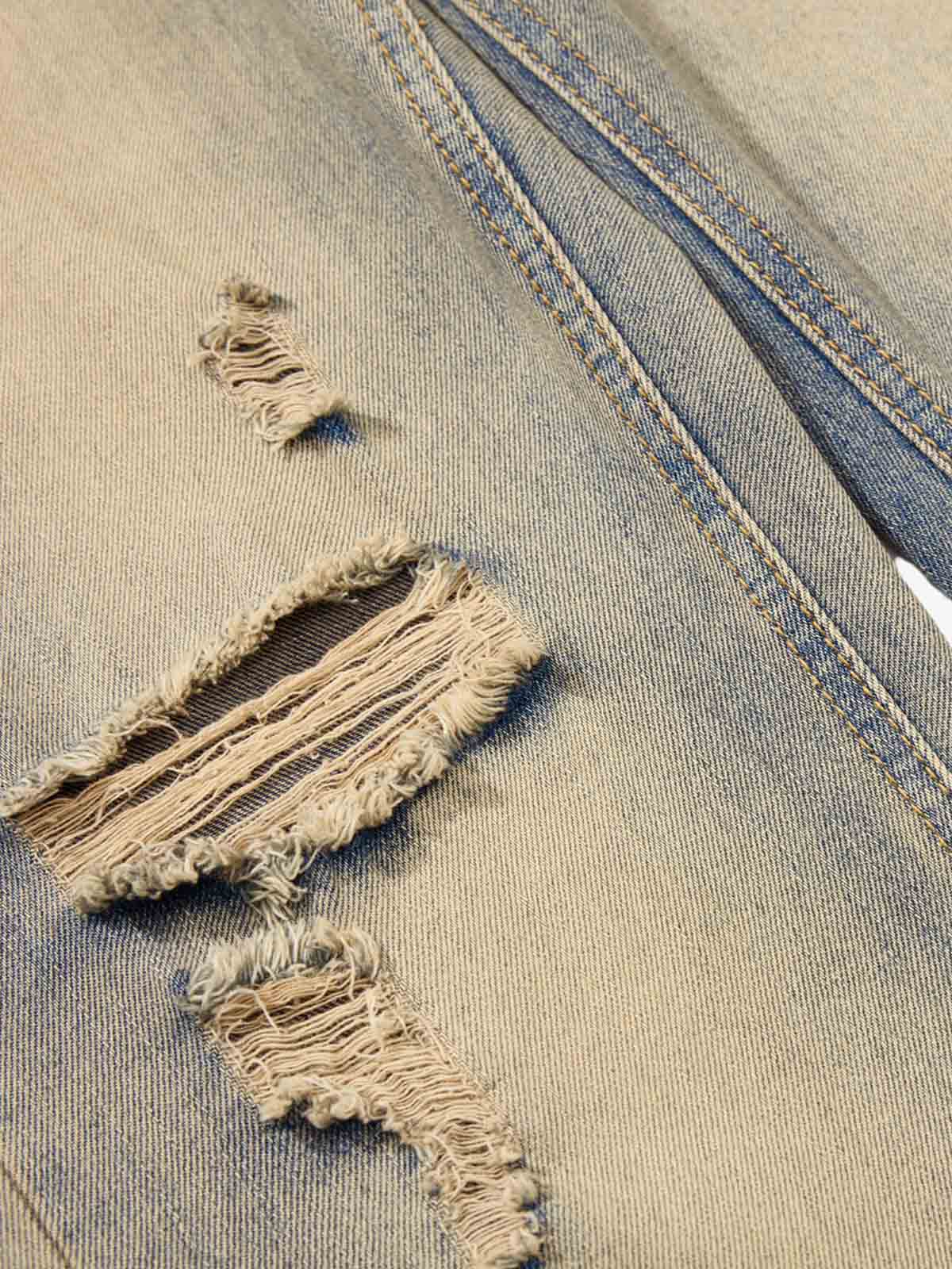 Vintage Distressed Ripped Wide Leg Jeans - Image 5
