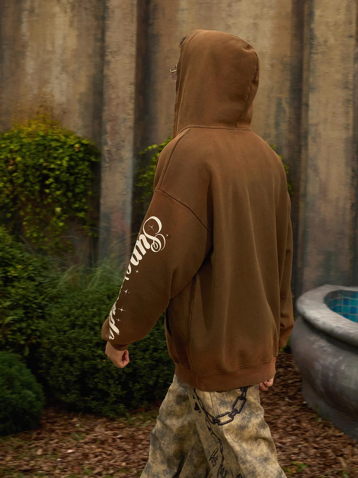 Vintage Distressed Studded Gothic Font Zip Up Hoodie - Image 23
