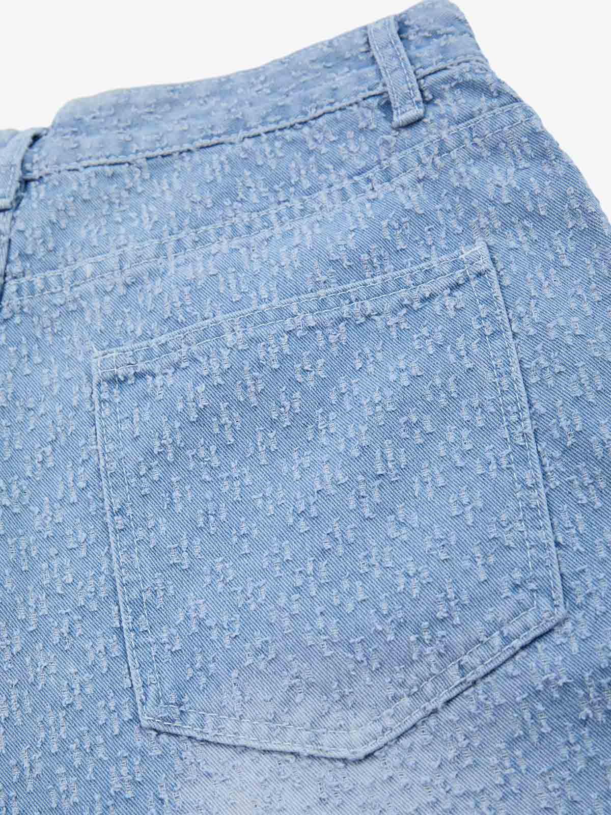 Vintage Distressed Textured Ripped Wide Leg Denim Jorts - Image 10