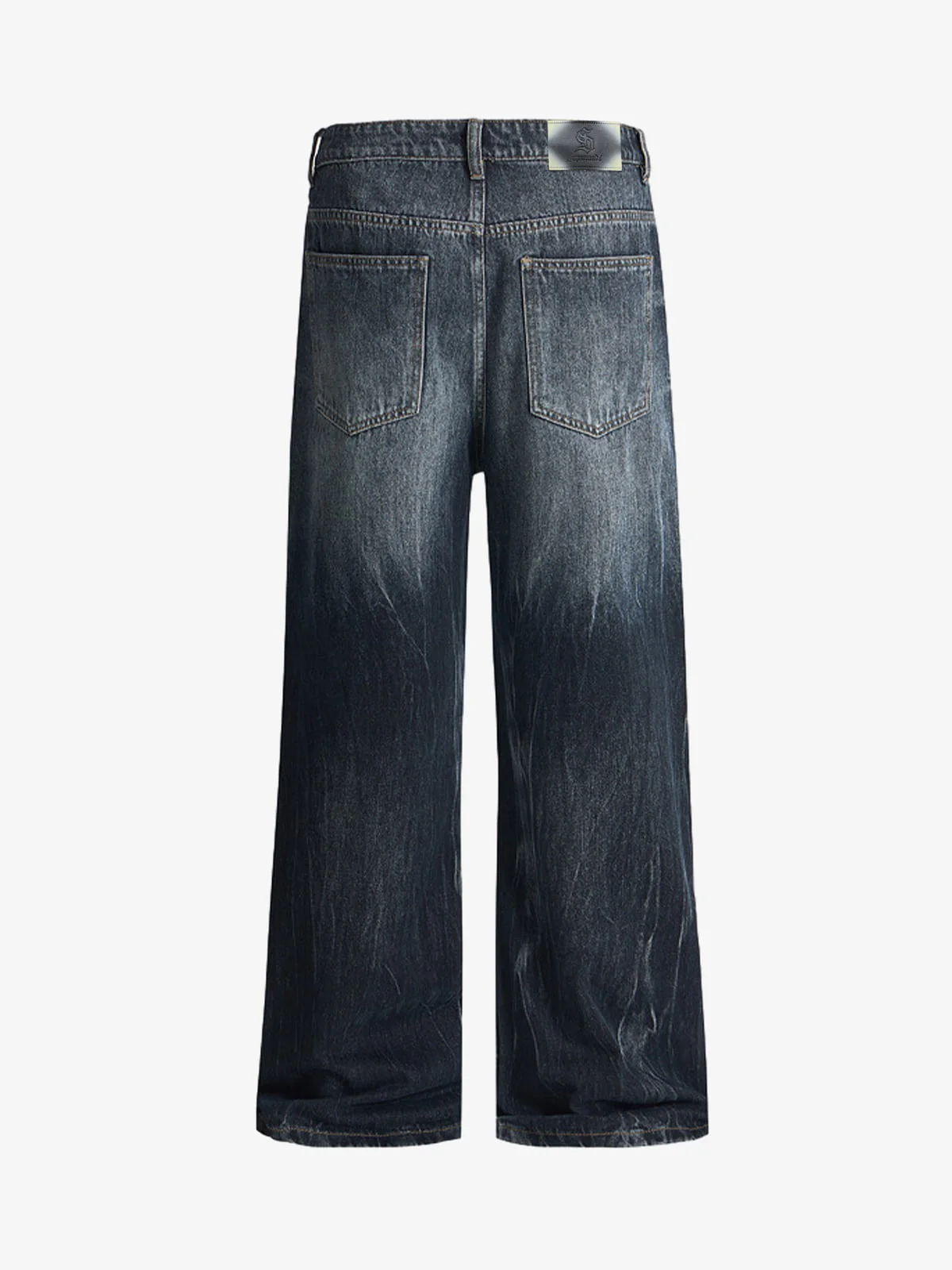 Vintage Distressed Wash Wide Leg Jeans - Image 2