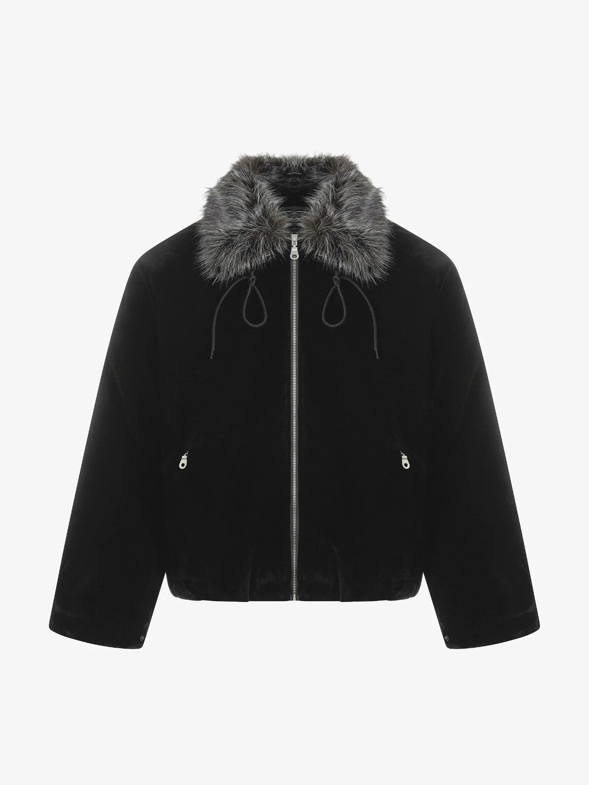Vintage Drawstring Design Fur Collar Padded Jacket - Image 2