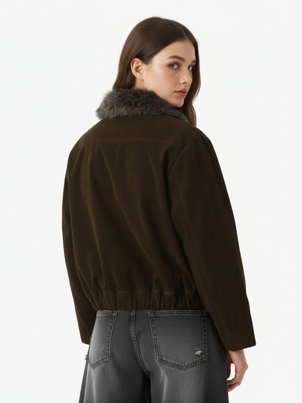 Vintage Drawstring Design Fur Collar Padded Jacket - Image 5