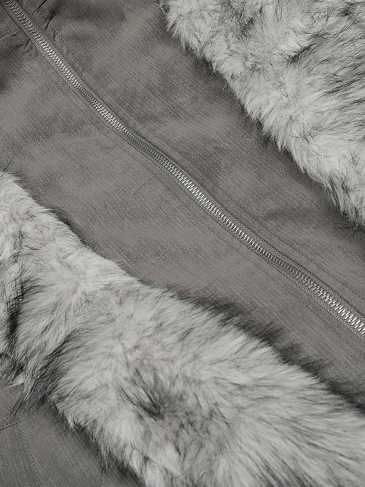 Vintage Dual-layer Collar Fleece-lined Zipper Jacket - Image 14