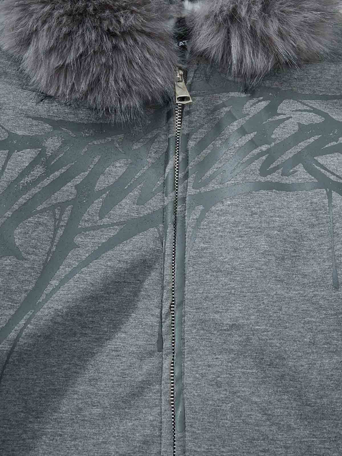 Vintage Faux Fur Hoodedd Leopard Lined Graphic Bomber Jacket - Image 15