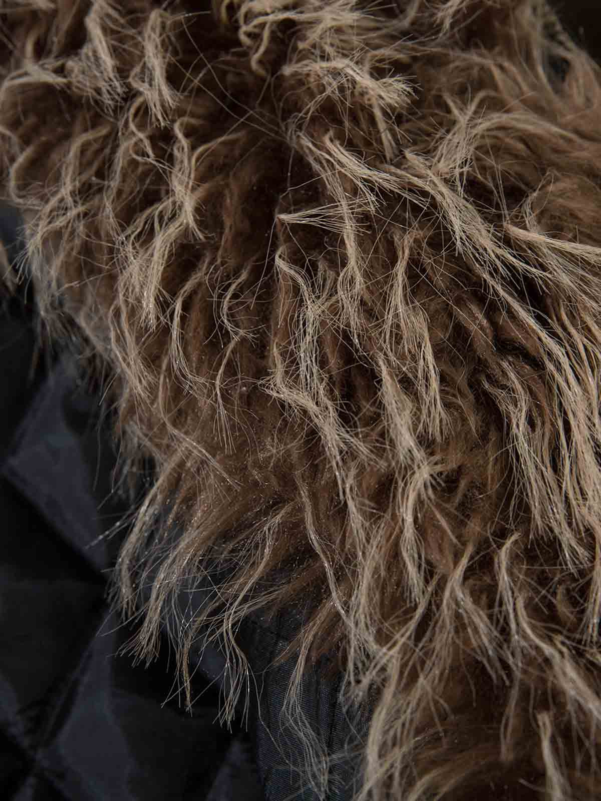 Vintage Faux Fur Hood Lined PU Zip Up Bomber Jacket - Image 11