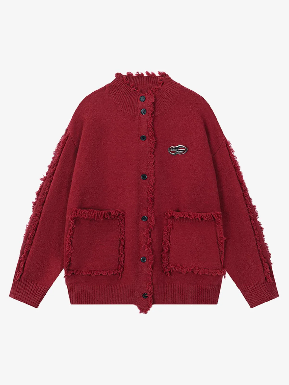Vintage Frayed Edge Metal Logo Cardigan - Image 9