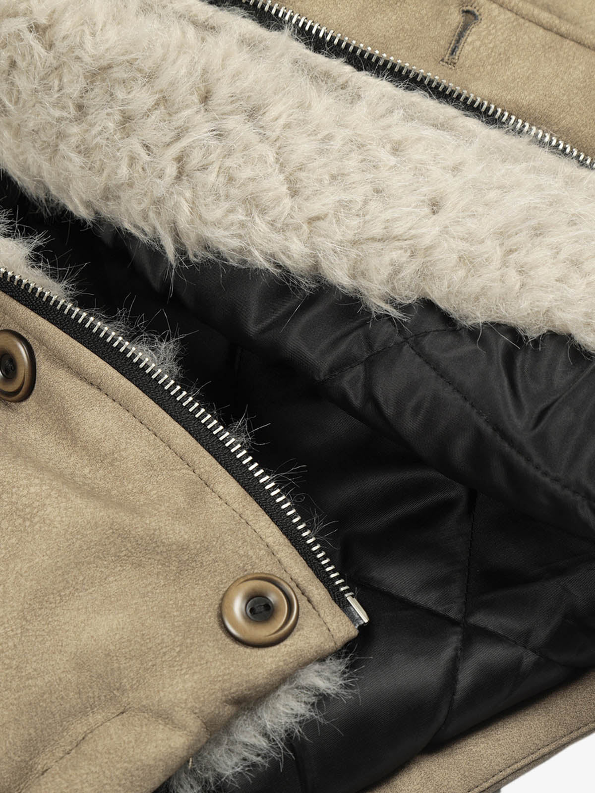 Vintage Fur Collar PU Leather Badge Embroidery Work Jacket - Image 15