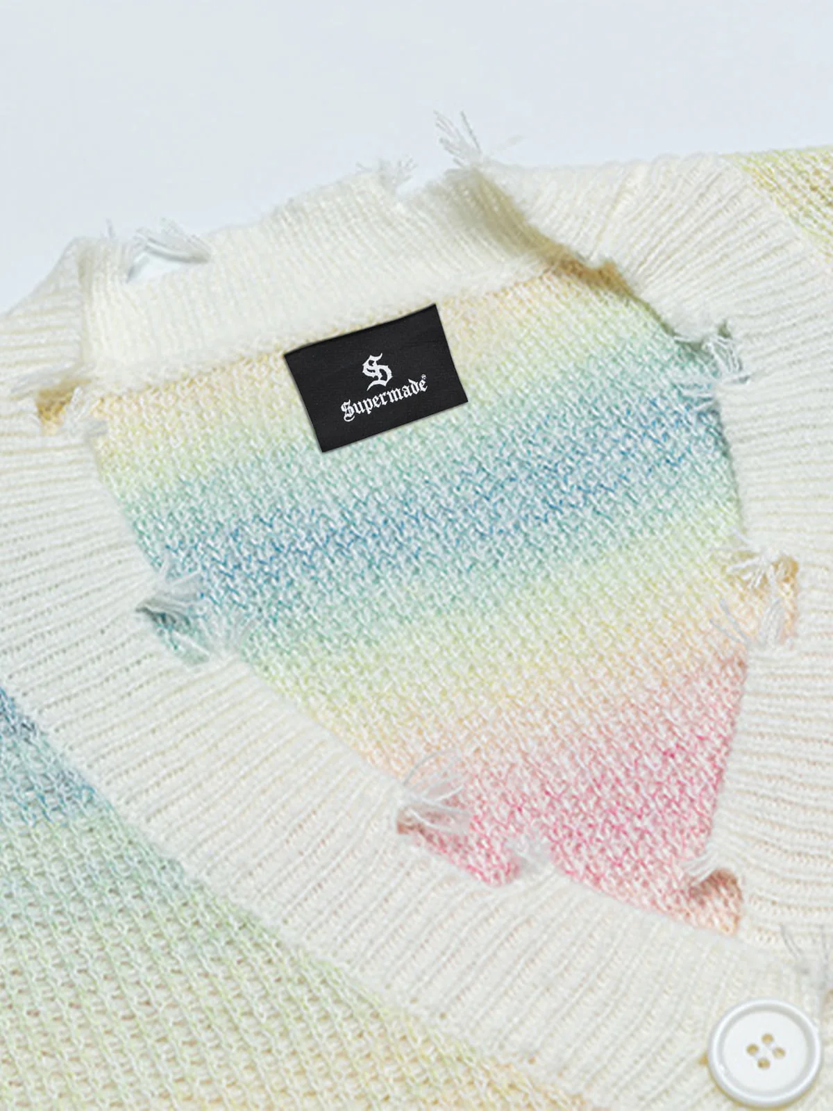 Vintage Gradient Butterfly Distressed Cardigan Sweater - Image 12