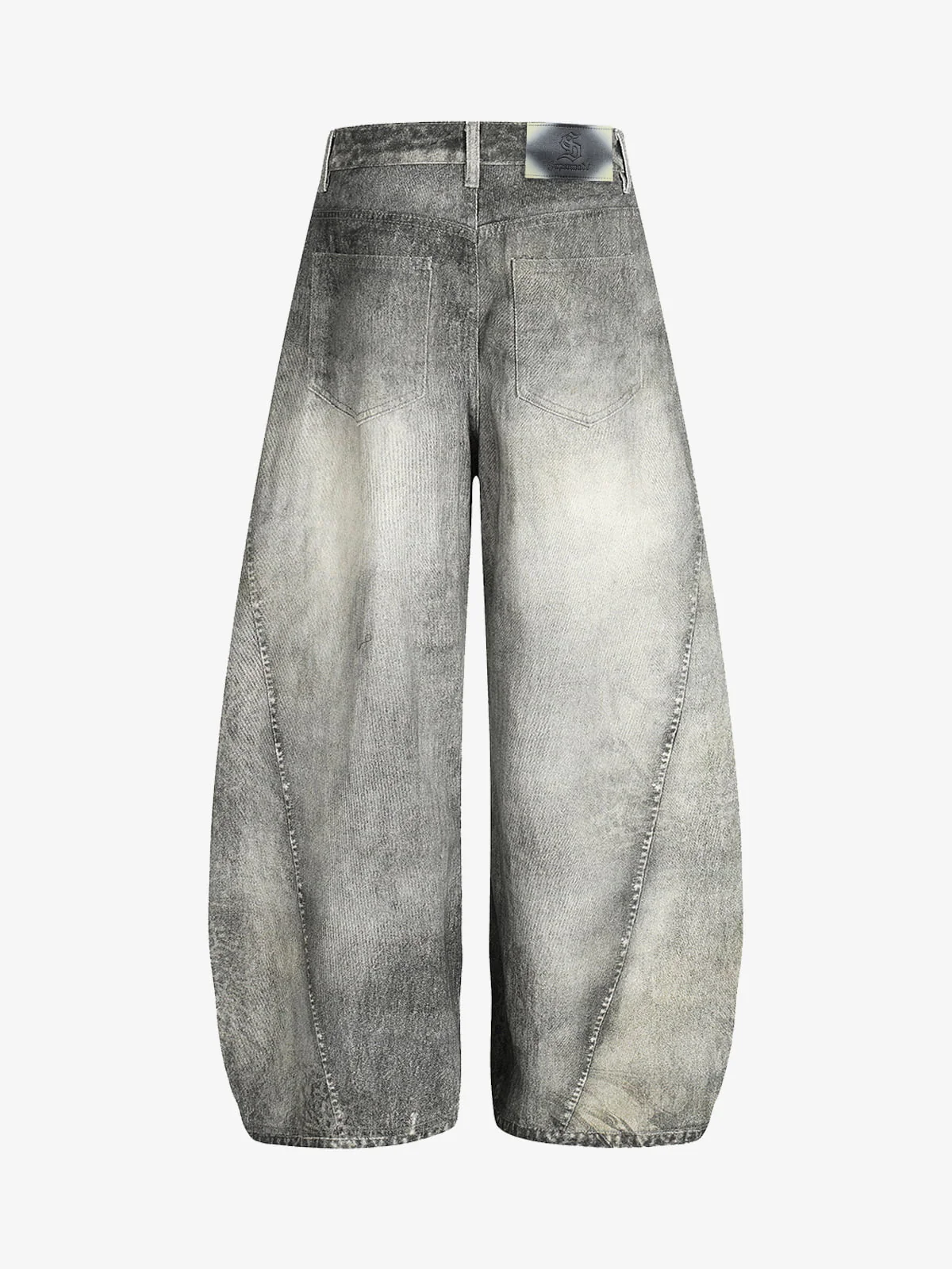 Vintage Heavy Distressed Washed Barrel Jeans - Image 2