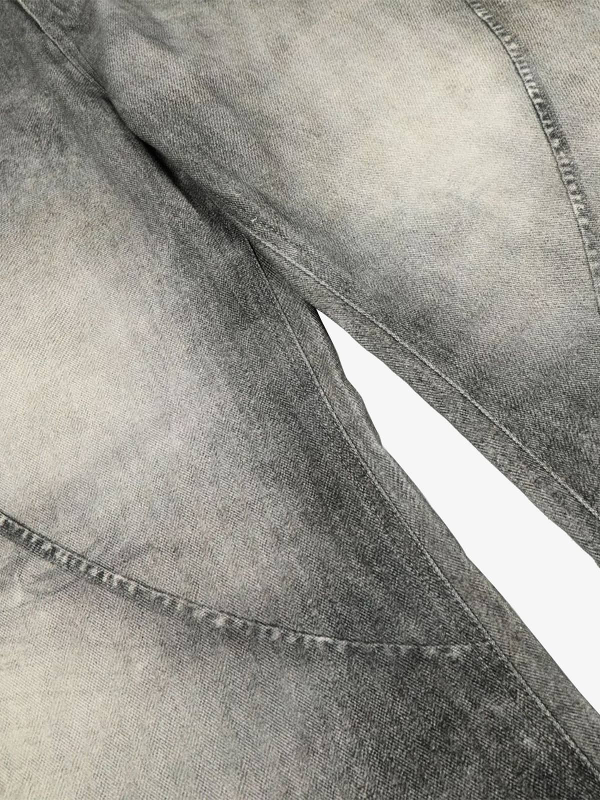 Vintage Heavy Distressed Washed Barrel Jeans - Image 8