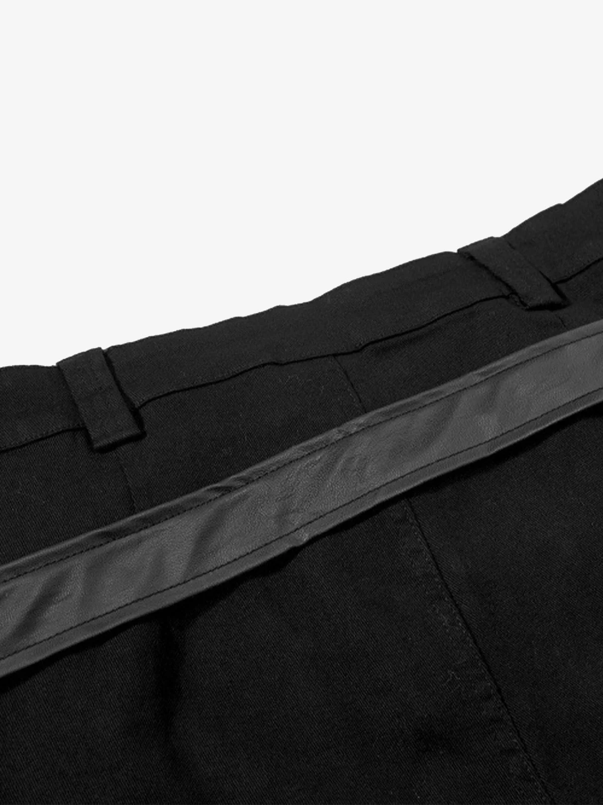 Vintage Heavy Pleated PU Leather Stitch Patchwork Flared Pants - Image 6