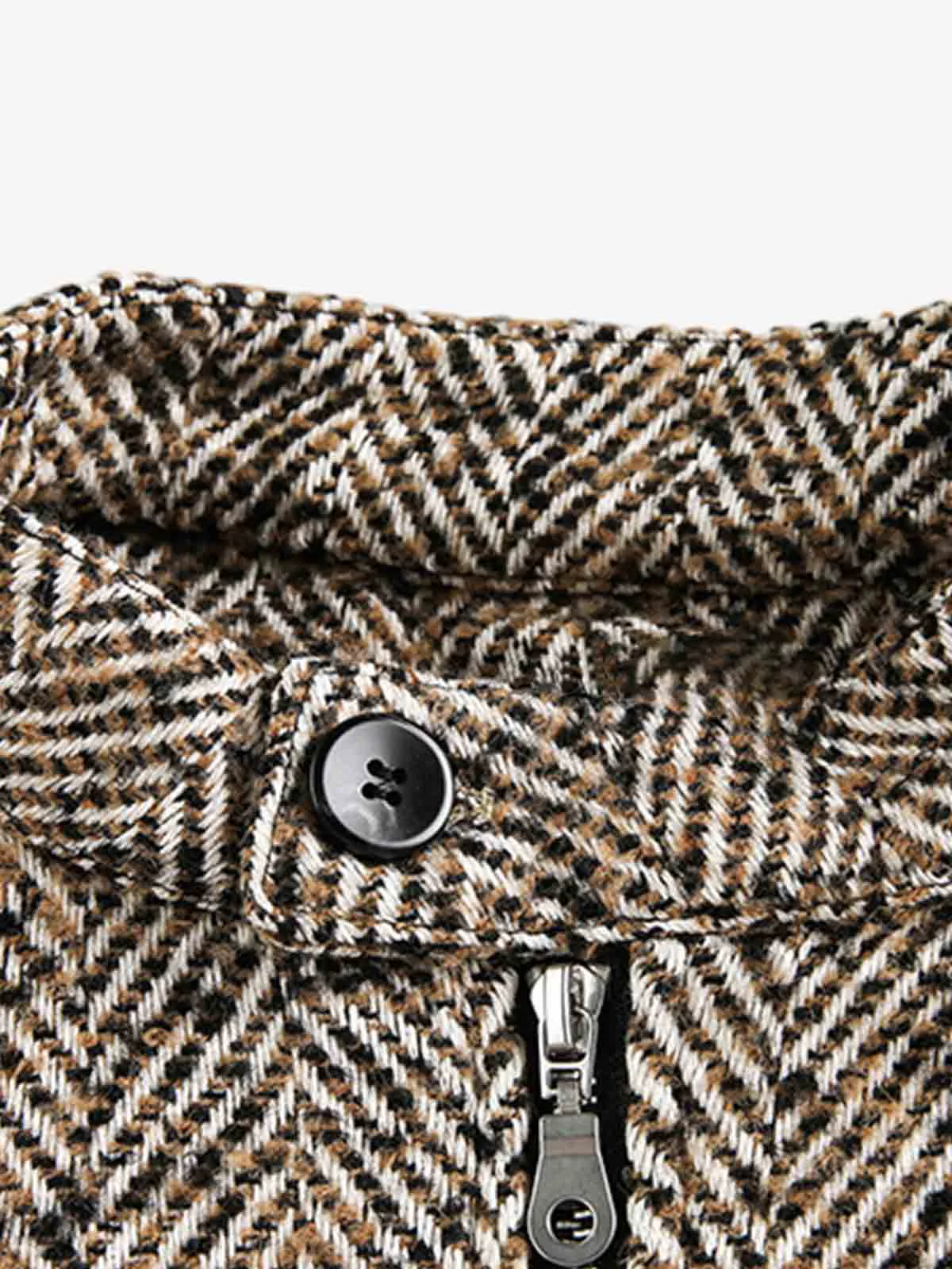 Vintage Herringbone Zip Up Jacket - Image 5