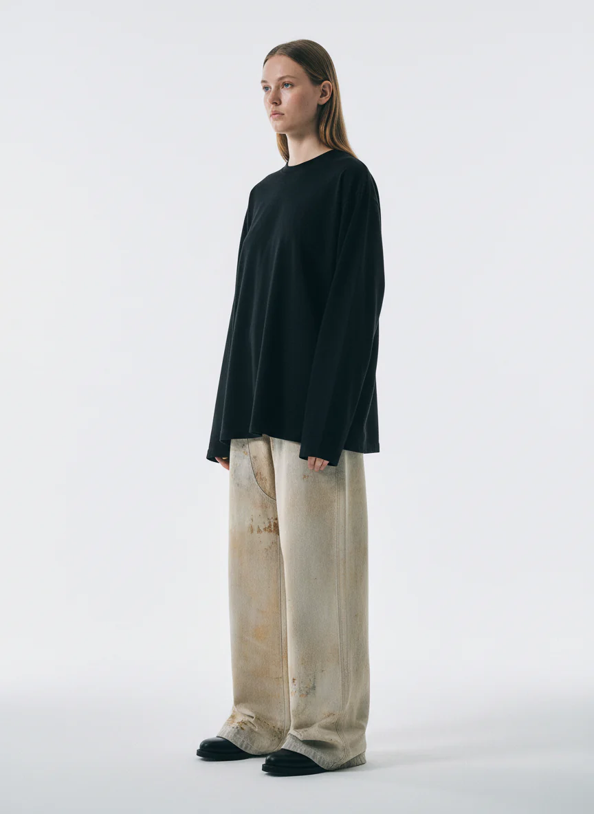 Vintage High Street Mud-Dyed Distressed Baggy Jeans - Image 5