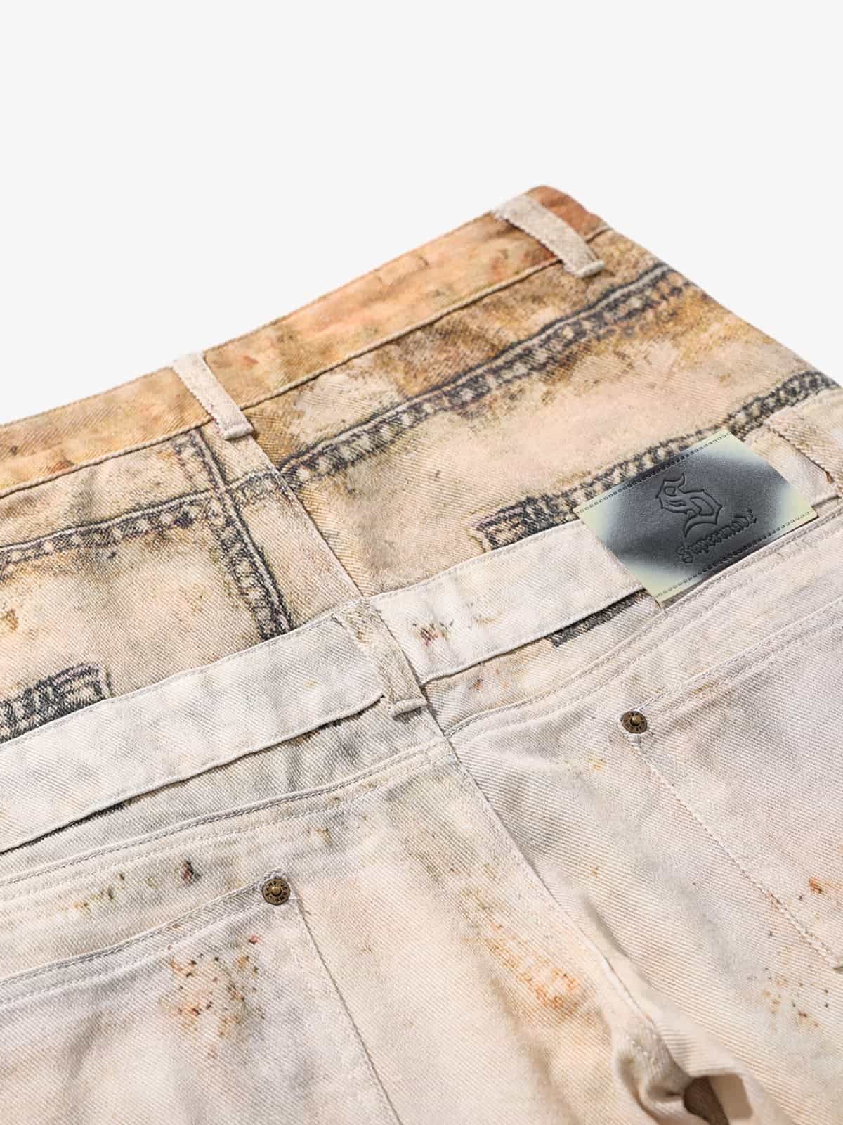Vintage High Street Mud-Dyed Distressed Baggy Jeans - Image 8