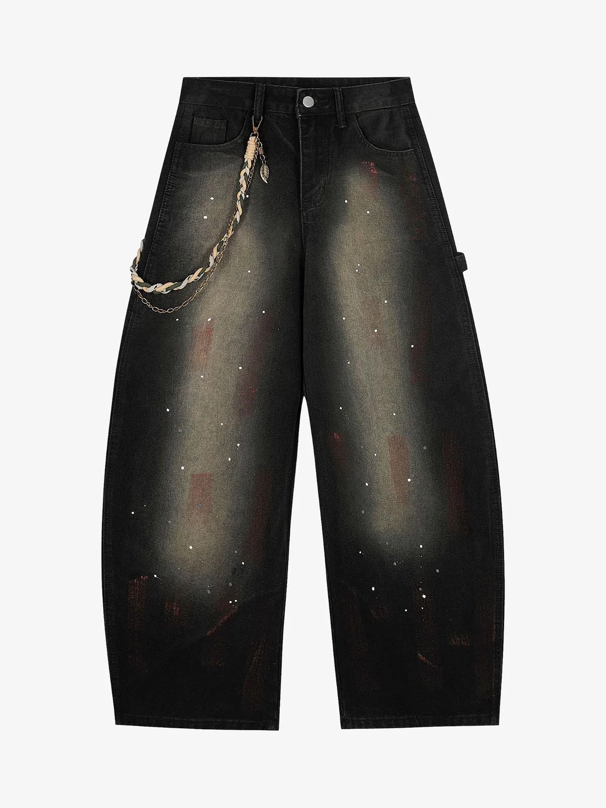 Vintage Inkjet Dirty Dye Washed Scimitar Distressed Jeans - Image 6