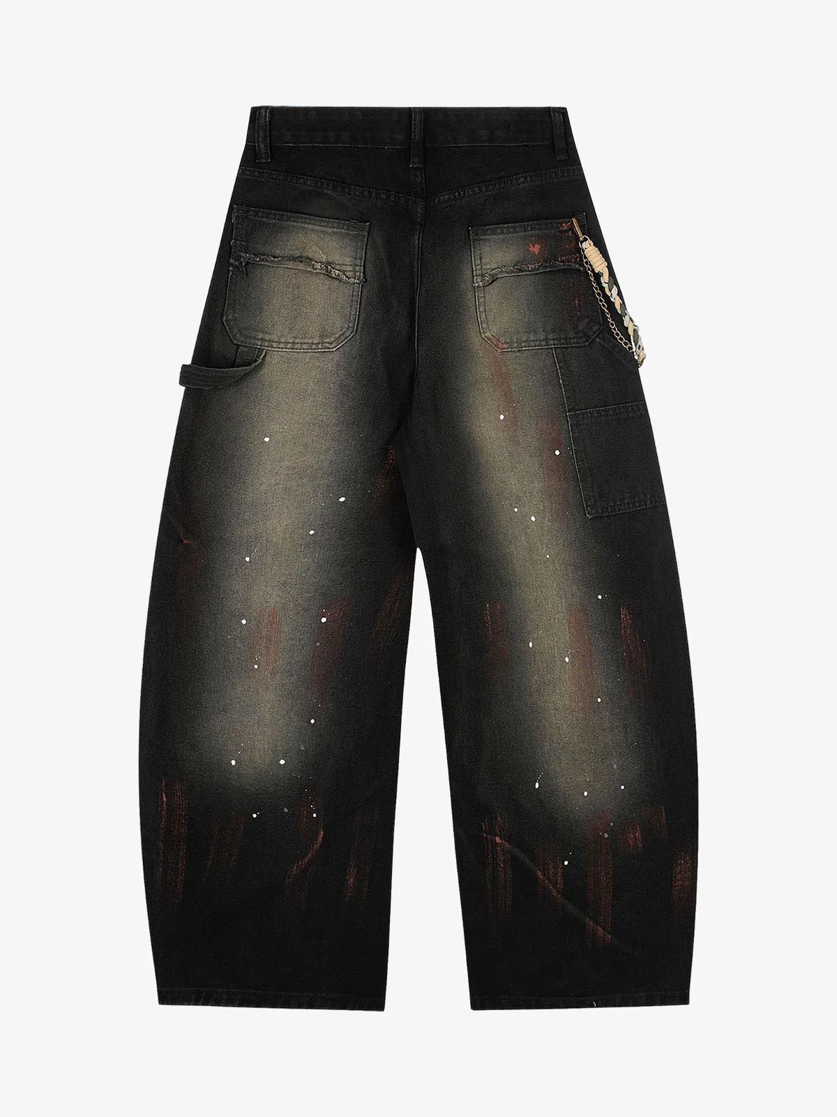 Vintage Inkjet Dirty Dye Washed Scimitar Distressed Jeans - Image 8