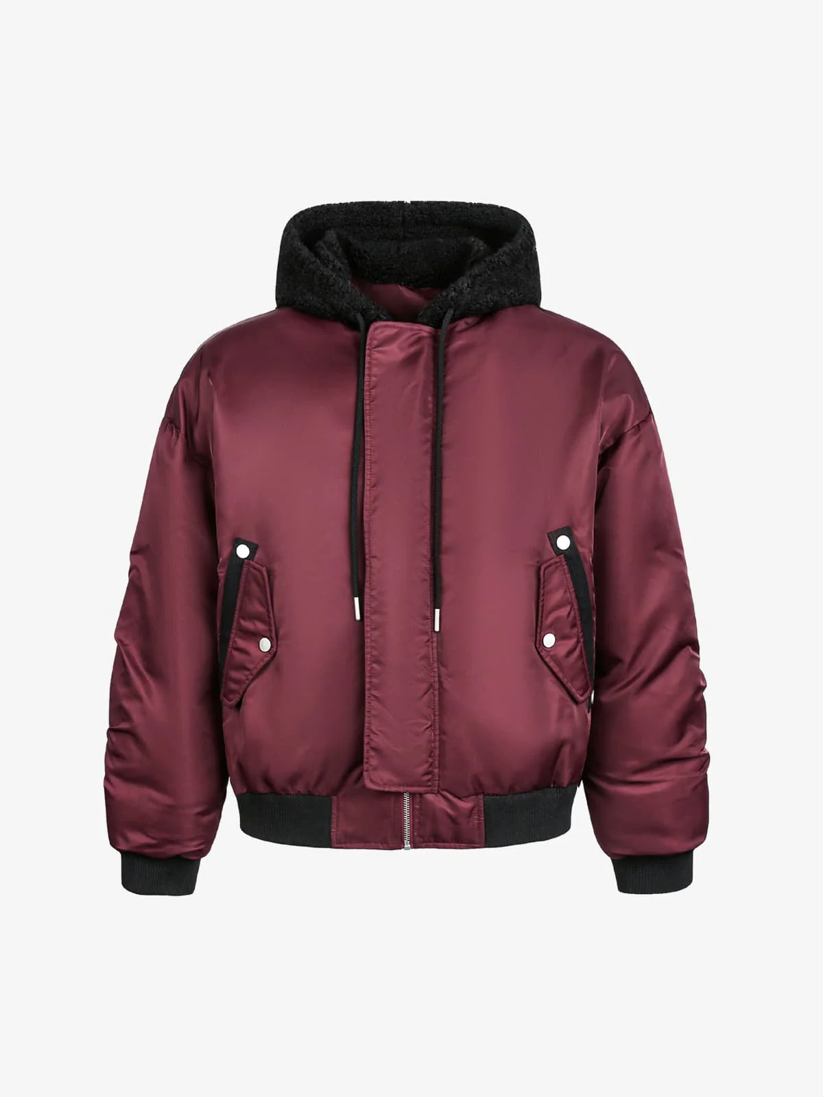 Vintage Lamb Wool Patchwork Zip-Up Bomber Jacket