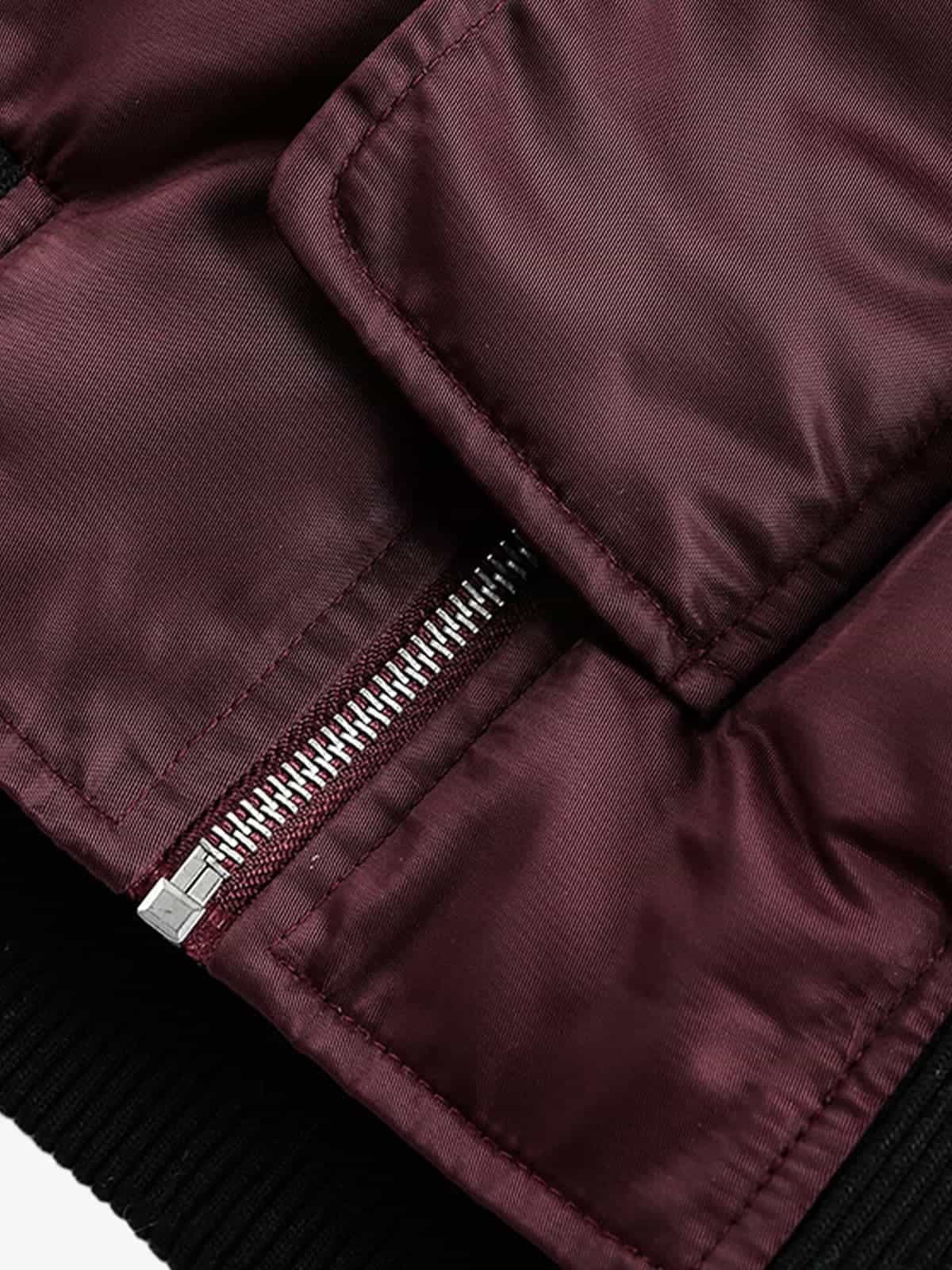 Vintage Lamb Wool Patchwork Zip-Up Bomber Jacket - Image 16