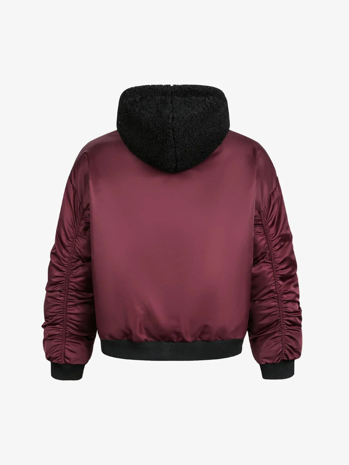 Vintage Lamb Wool Patchwork Zip-Up Bomber Jacket - Image 7