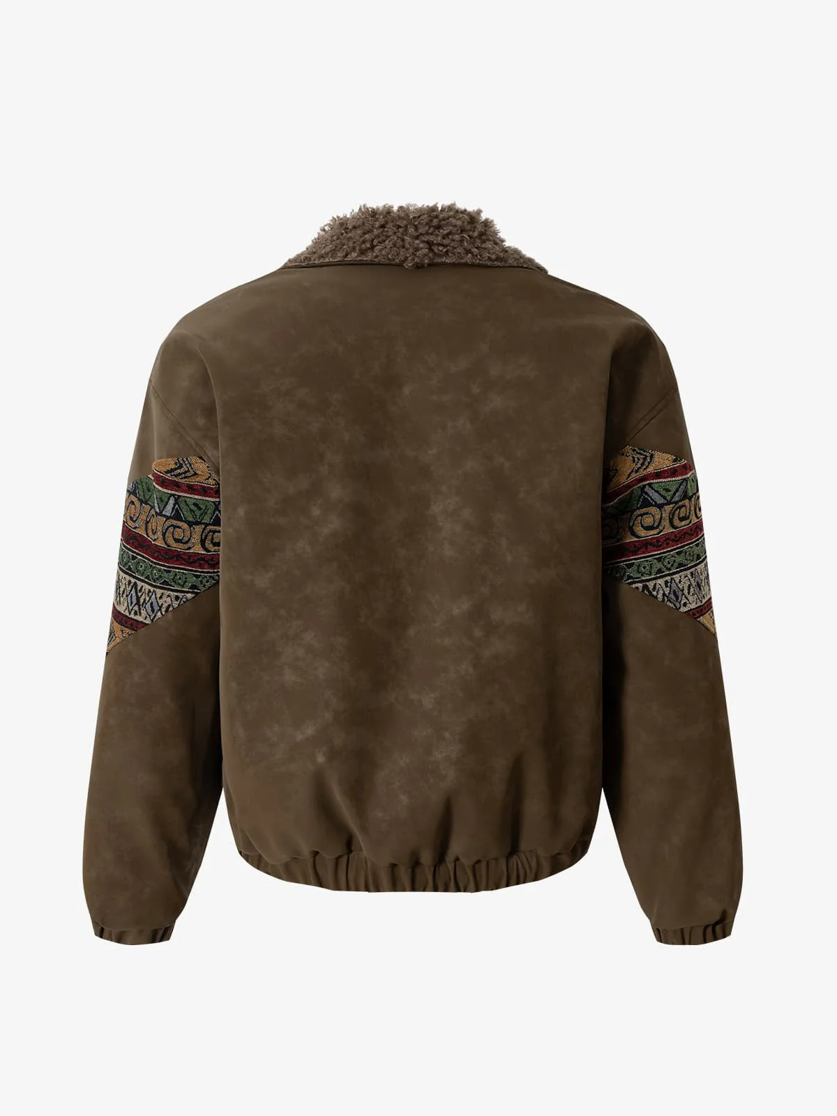 Vintage Leather and Sherpa Patchwork Webbing Cotton Jacket - Image 8