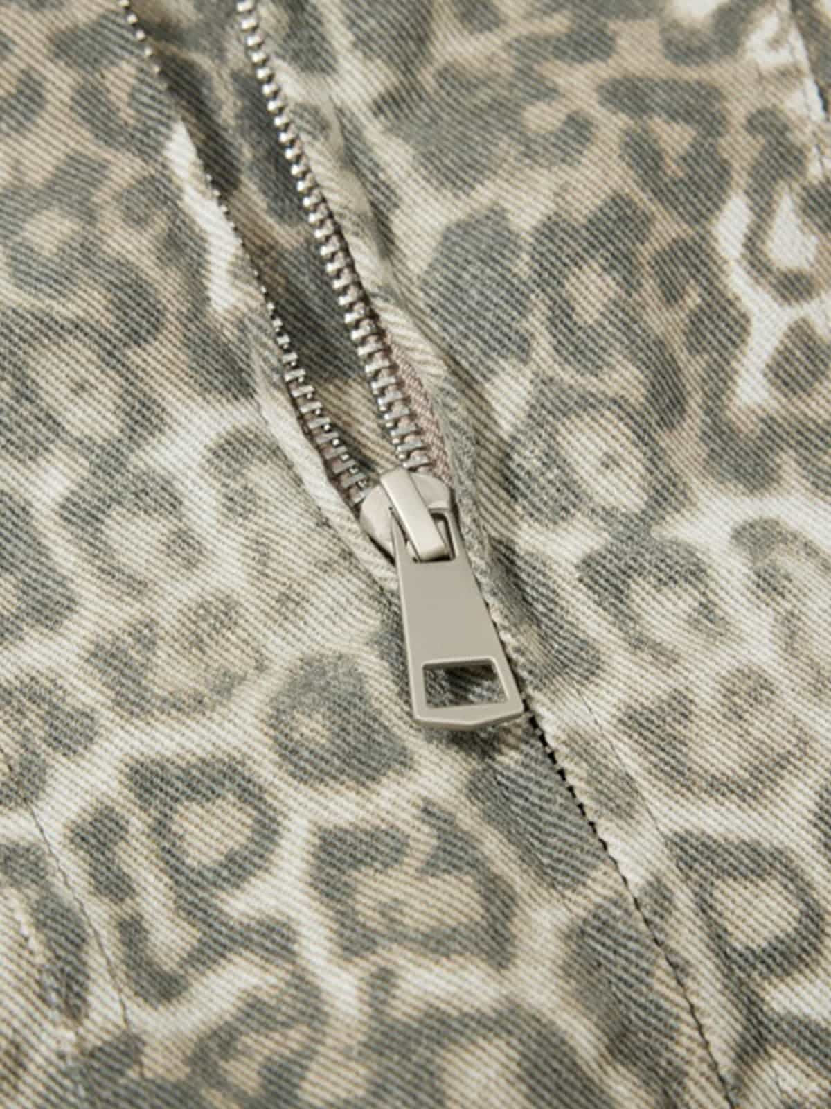 Vintage Leopard Print Bomber Jacket - Image 10