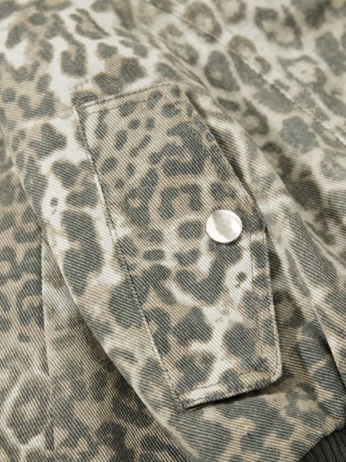Vintage Leopard Print Bomber Jacket - Image 11
