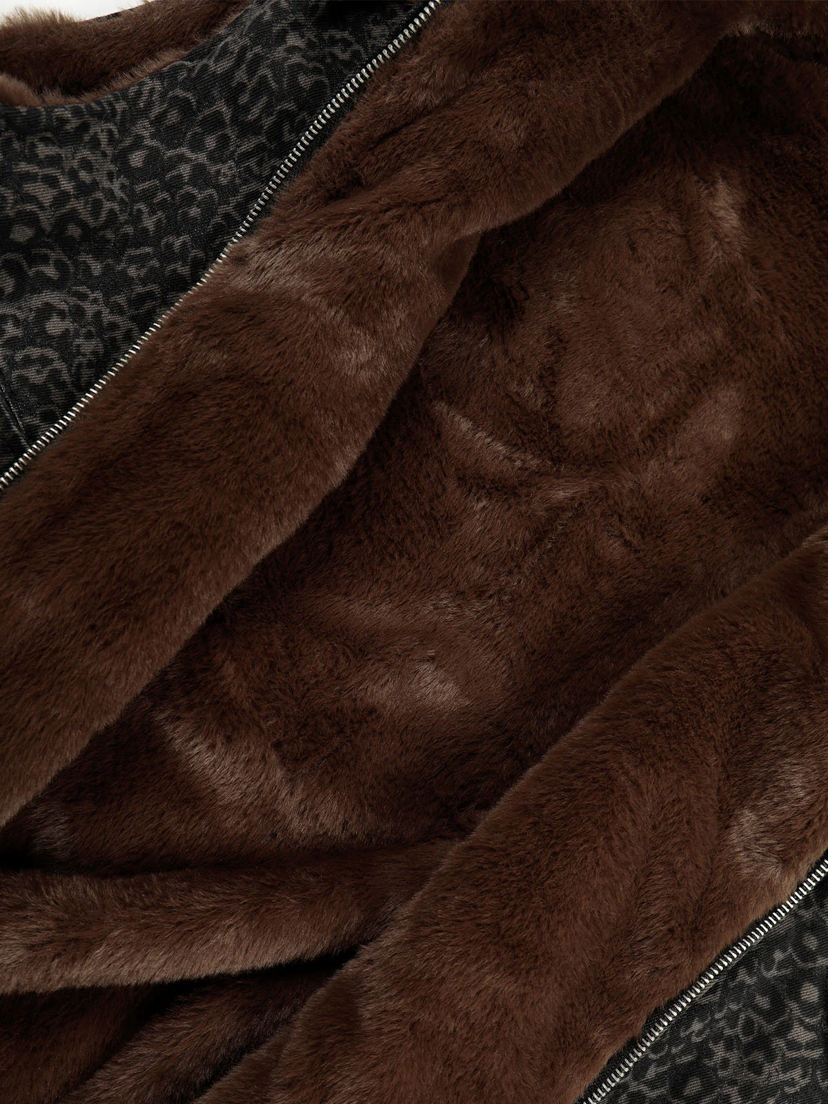 Vintage Leopard Print Faux Fur Collar Fleece Zip Up Vest - Image 6