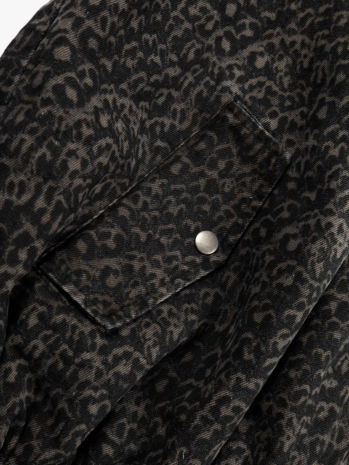 Vintage Leopard Print Faux Fur Collar Fleece Zip Up Vest - Image 8