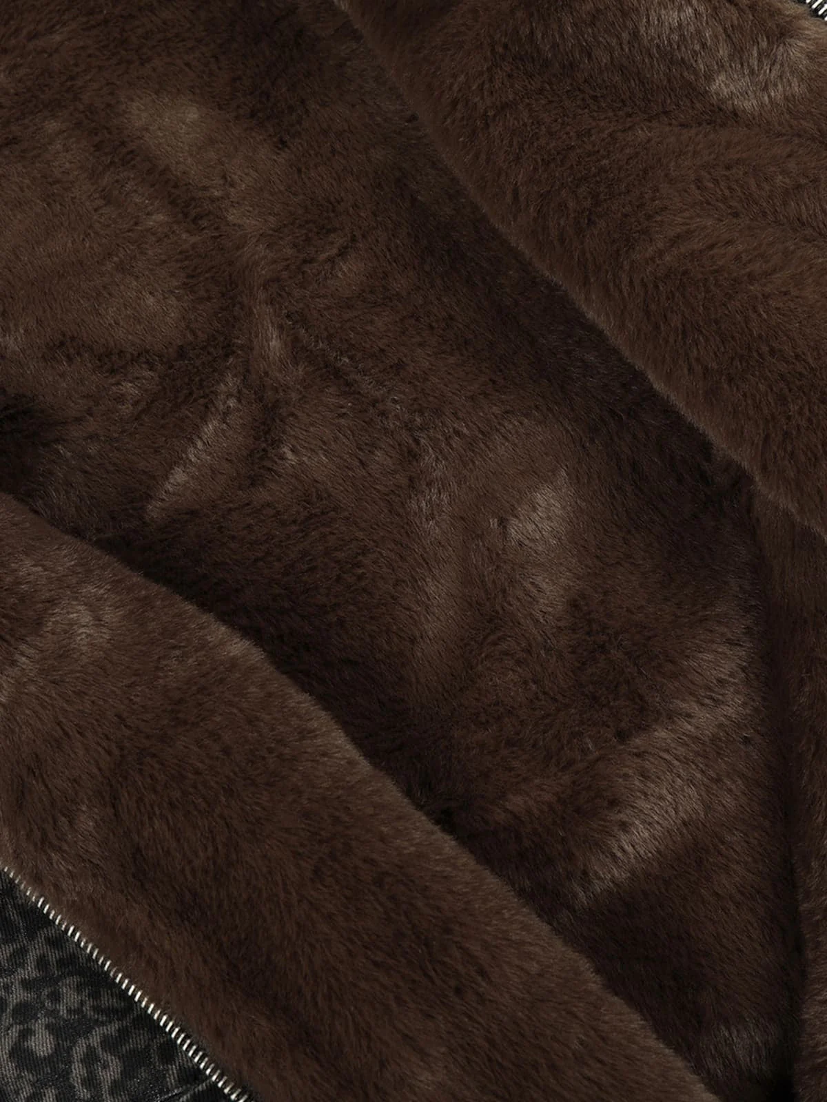 Vintage Leopard Print Fleece Zip Up Vest - Image 15