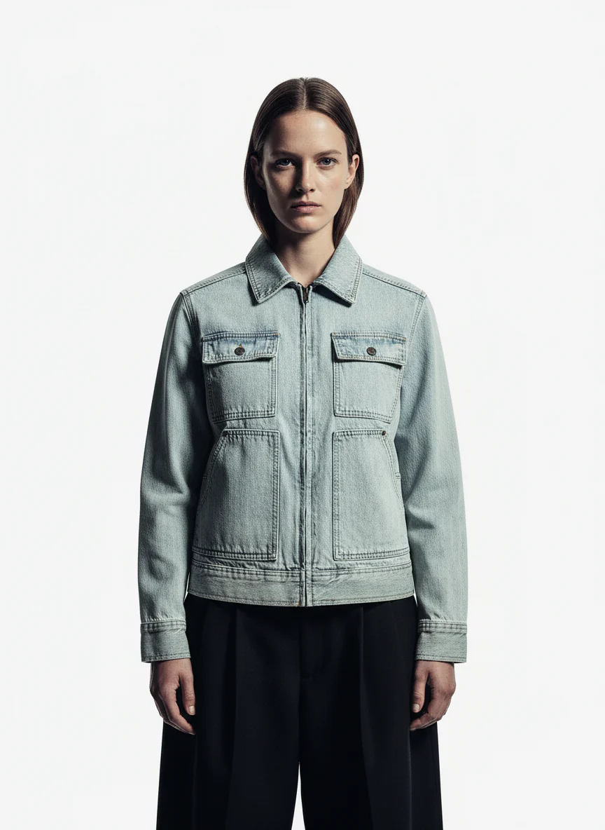 Vintage Light Wash Workwear Denim Jacket