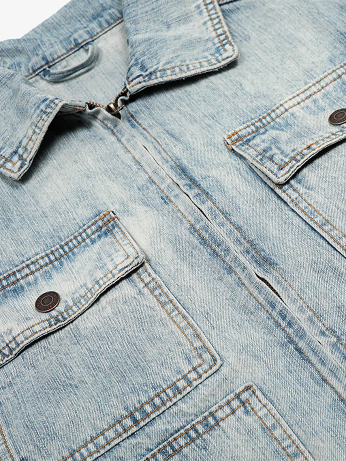 Vintage Light Wash Workwear Denim Jacket - Image 11