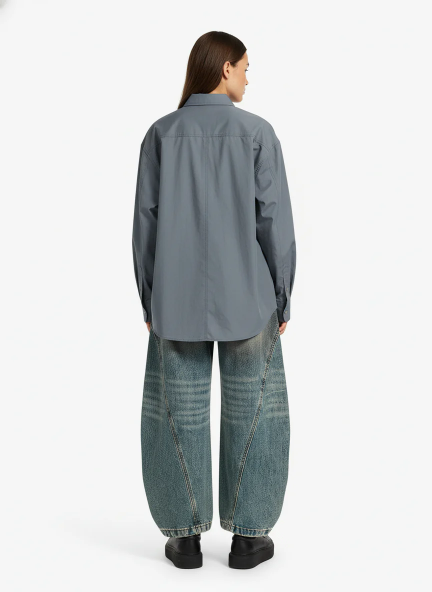 Vintage Mud-Dyed Distressed Barrel Jeans - Image 4