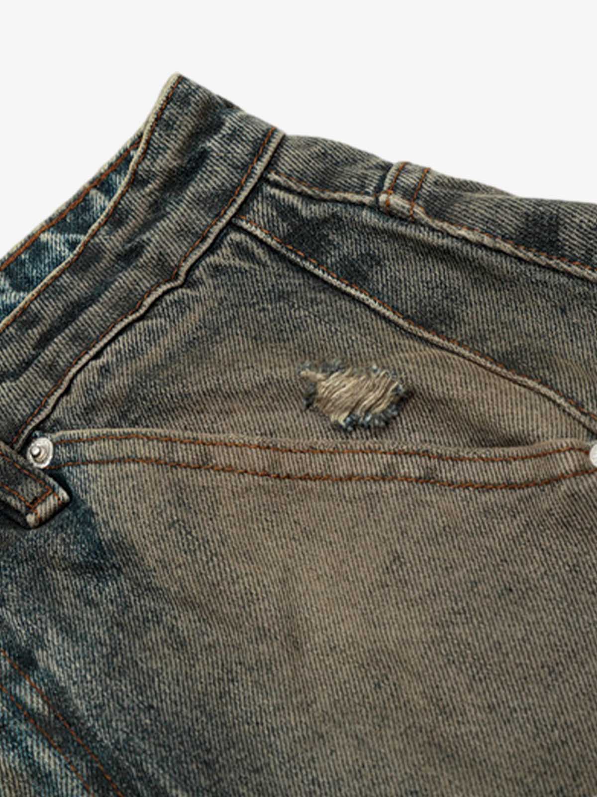 Vintage Mud-Dyed Distressed Barrel Jeans - Image 8