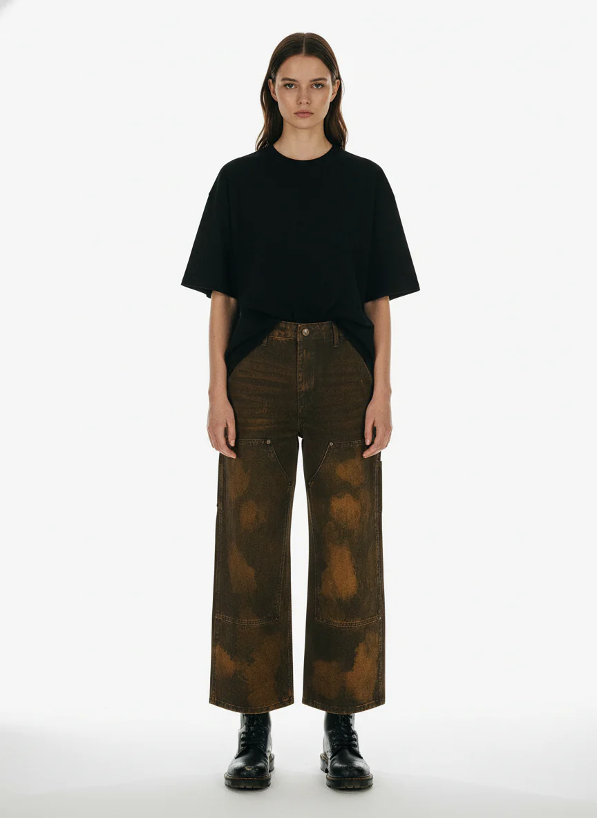 Vintage Mud-Dyed Wash Deconstructed Patchwork Jeans - Image 3