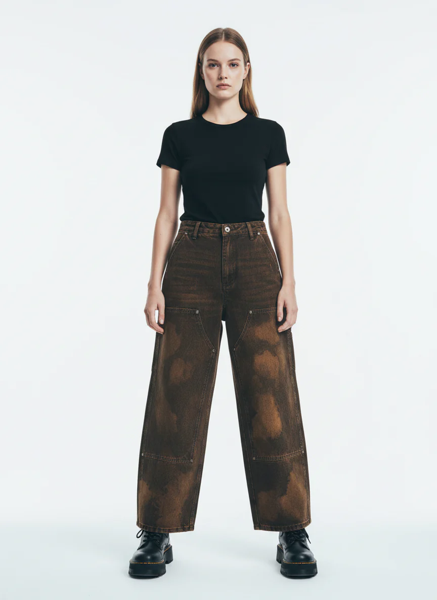 Vintage Mud-Dyed Wash Deconstructed Patchwork Jeans - Image 4