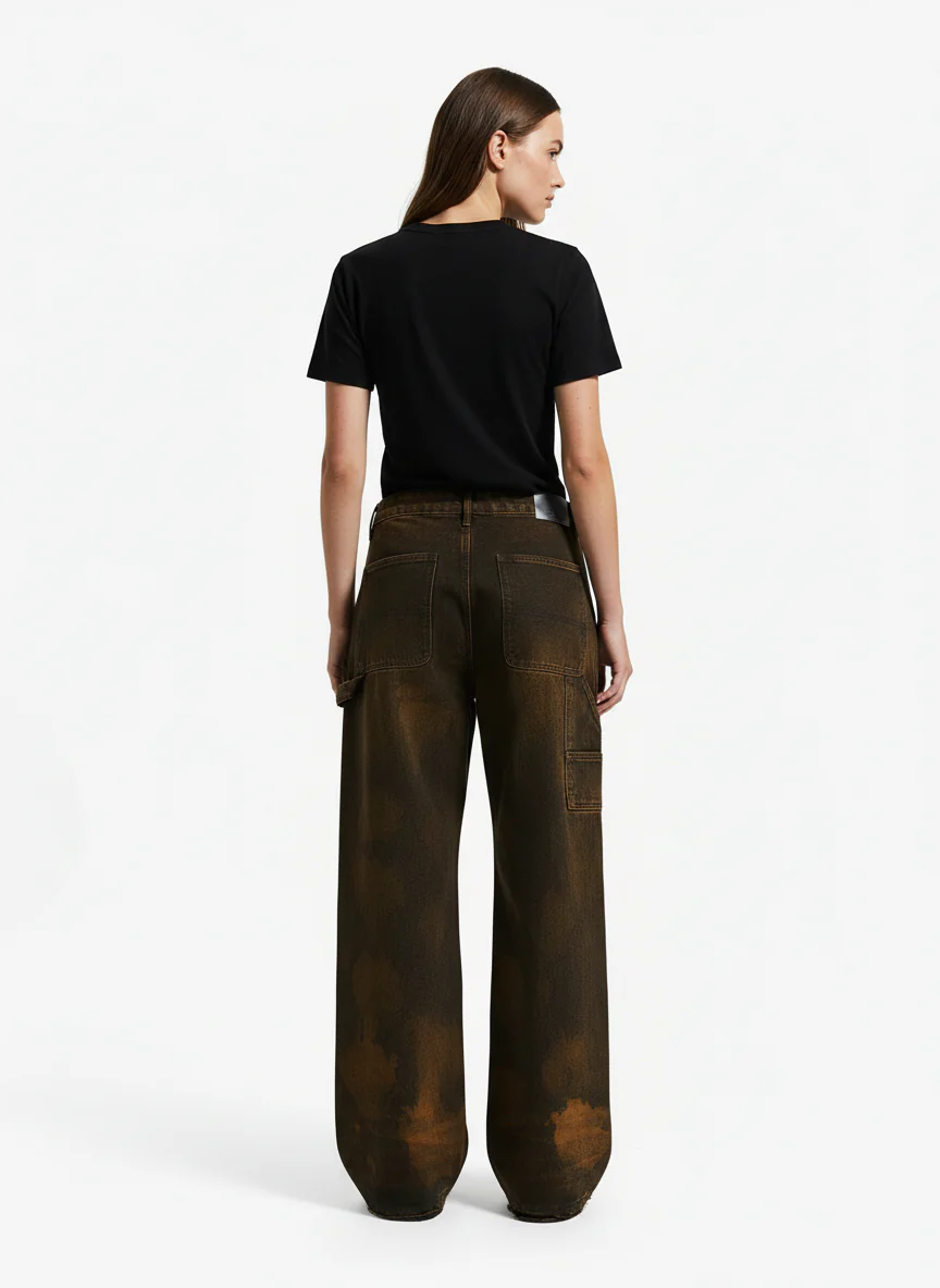 Vintage Mud-Dyed Wash Deconstructed Patchwork Jeans - Image 5