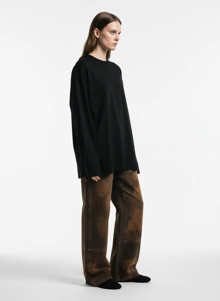 Vintage Mud-Dyed Wash Deconstructed Patchwork Jeans - Image 6