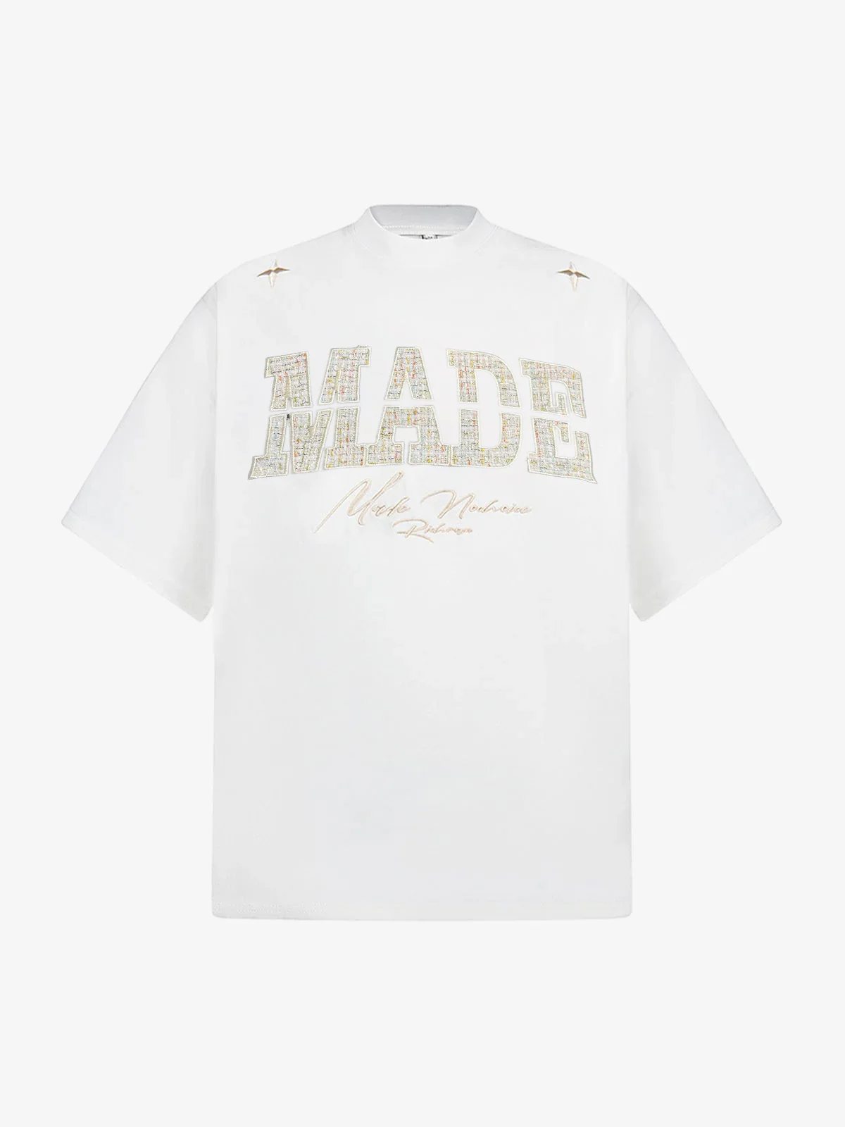 Vintage Patchwork Embroidered Letter T-Shirt - Image 2