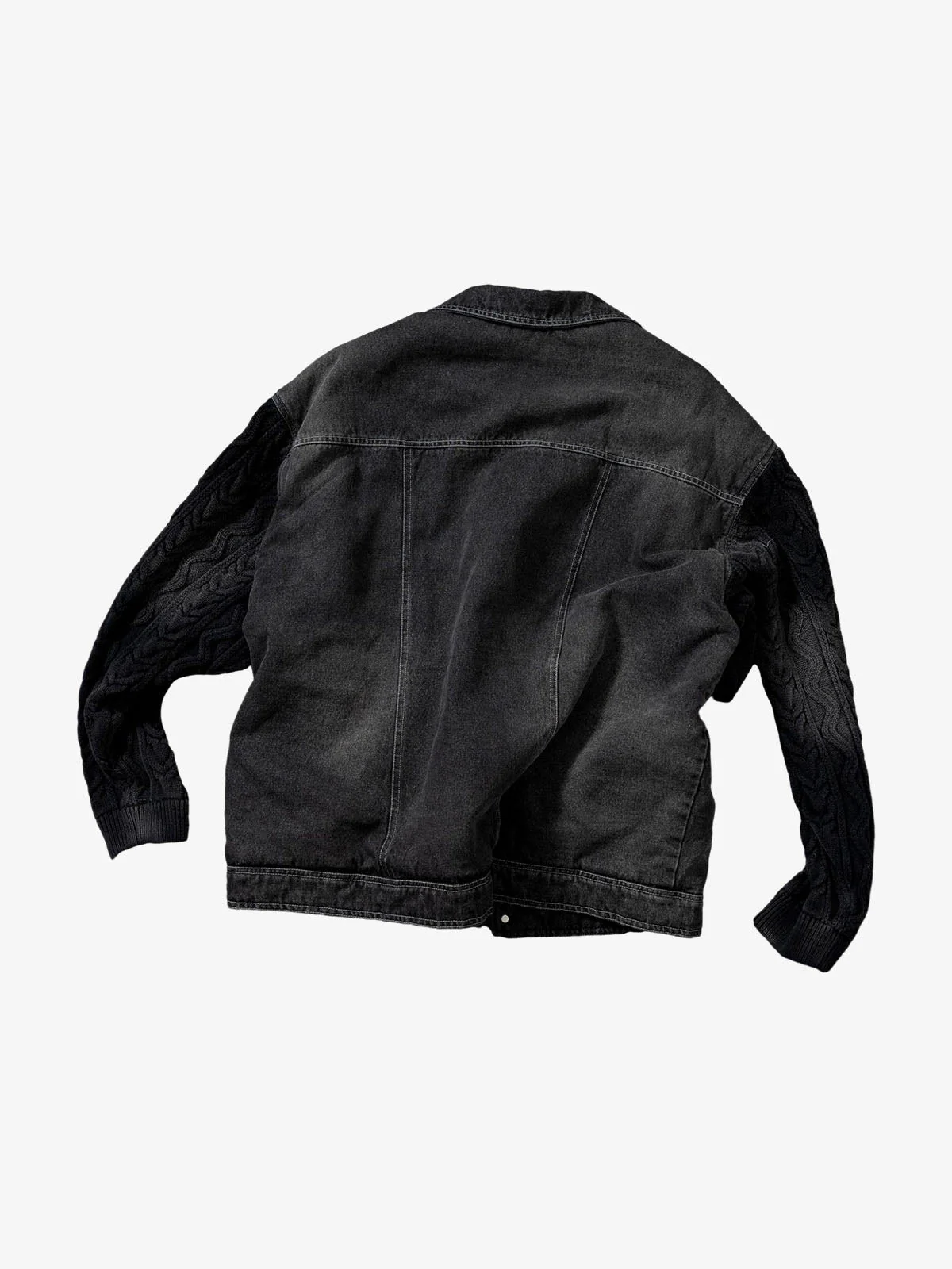 Vintage Patchwork Knitted Sleeve Denim Cotton Jacket - Image 13
