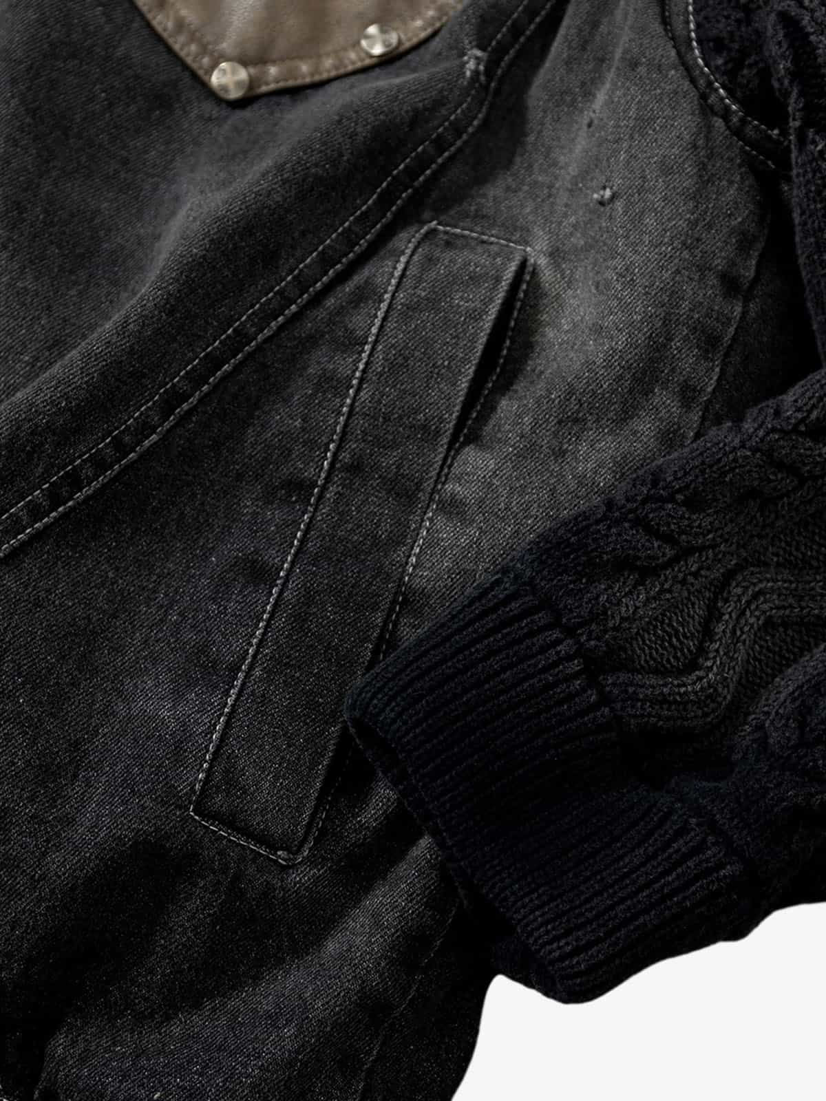 Vintage Patchwork Knitted Sleeve Denim Cotton Jacket - Image 16