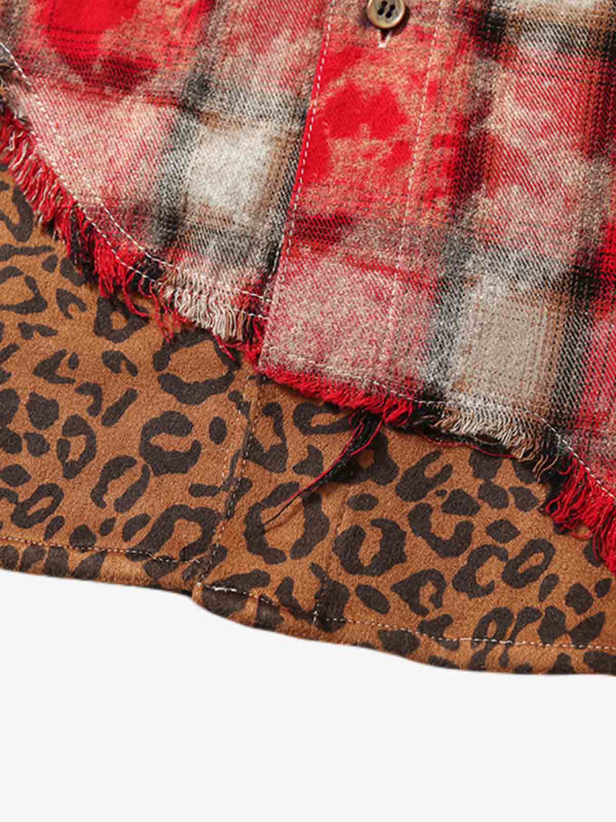 Vintage Patchwork Leopard Plaid Shirt - Image 5
