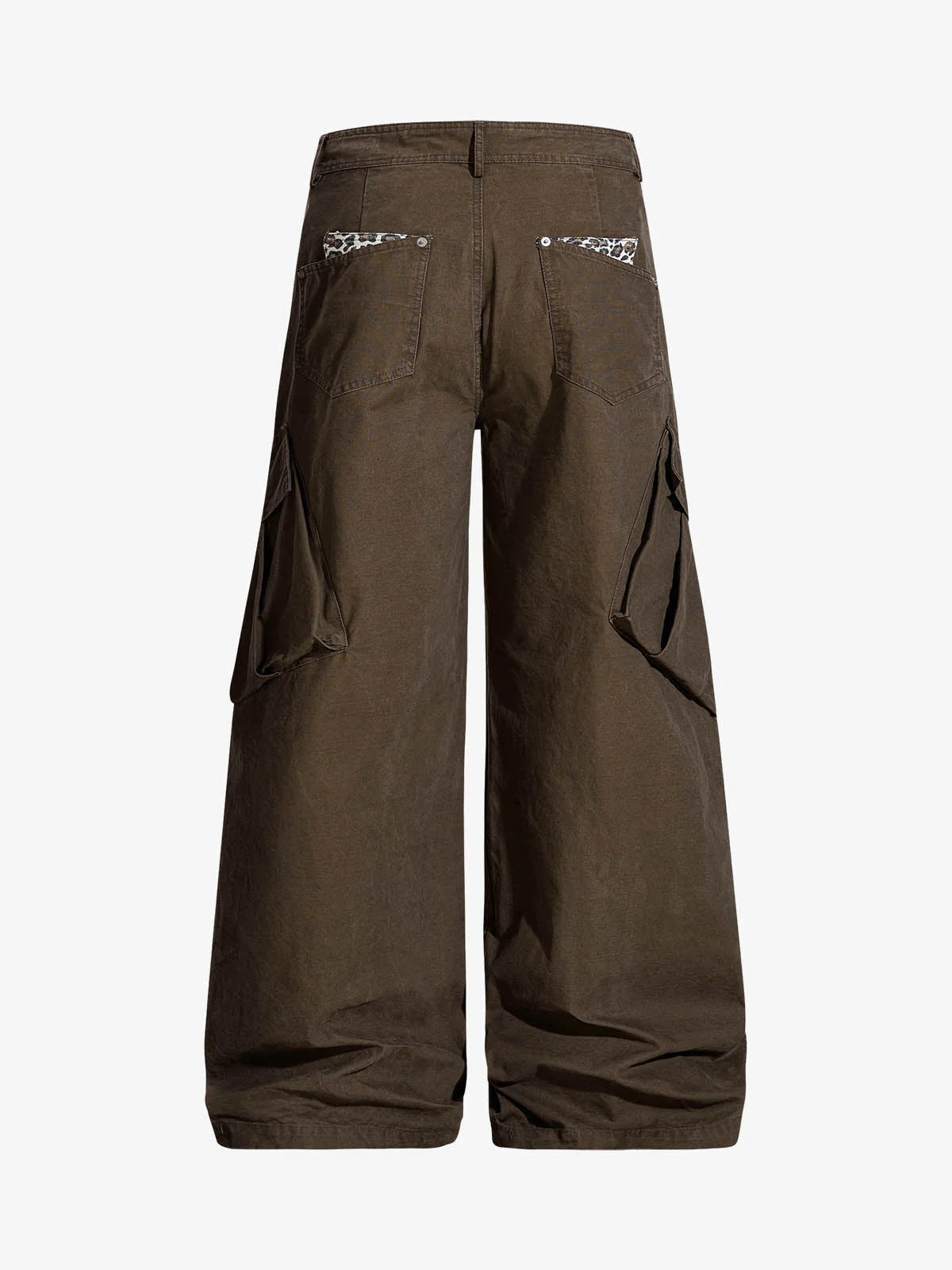 Vintage Patchwork Leopard Pocket Wide Leg Cargo Pants - Image 2
