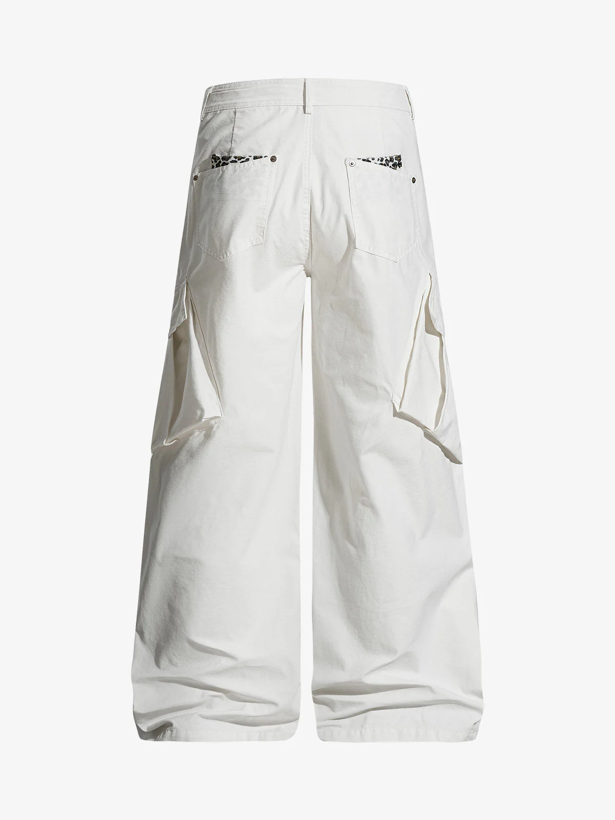 Vintage Patchwork Leopard Pocket Wide Leg Cargo Pants - Image 4